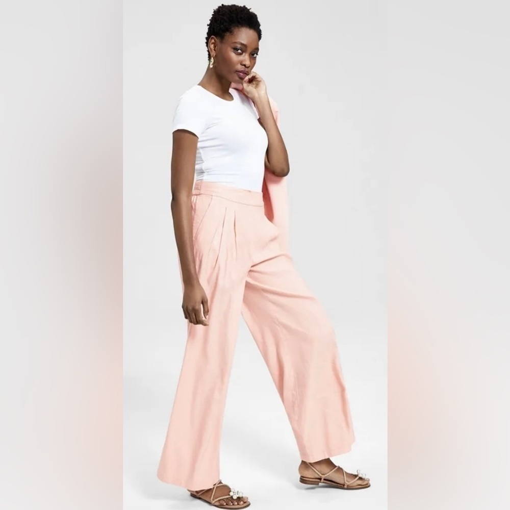 INC High-rise Wide-leg Coral Pants - Picture 5 of 5